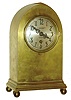 Chelsea Clock Co., Boston, for Tilden-Thurber, Providence, Rhode Island, "Gothic" cast brass 8 day small mantel timepiece (only) with balance escapement, 3" dial with applied bronze numbers, #53555, 1910