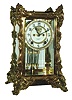 Ansonia Clock Co., New York, for "C.C. Peacock, Chicago" "Duke" brass and beveled glass 8 days, time and strike, crystal regulator with visible escapement, jeweled sash, c1904