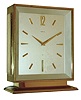 Gubelin Swiss brass and glass 8 days, time and strike, desk clock, c1970