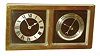 Chelsea Clock Co., Boston, "Desk Picture Frame" 8 day clock and barometer desk set in brass and beveled glass case, #193294, 1929