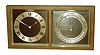 Chelsea Clock Co., Boston, "Erickson" model 6" 8 day clock and barometer/thermometer desk set in bronze case, #238332, 1937