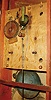 Isaac T. Pease, Enfield, Conn., 30 hours, time and strike,, weight driven stenciled column & splat shelf clock, c1835.