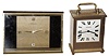 Clocks- 2 (Two) LeCoultre, Swiss-made 8 days,desk clocks in brass cases: #466 with calendar, #5510 with hour & half-hour bell strike, later 20th century.