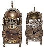 Clocks- 2 (Two) English Lantern clocks both 8 day platform escapement brass movements: (1) Smiths 7 jewel; (2) "Charles Frodsham, London" plated case with passing hour strike, both 20th century.