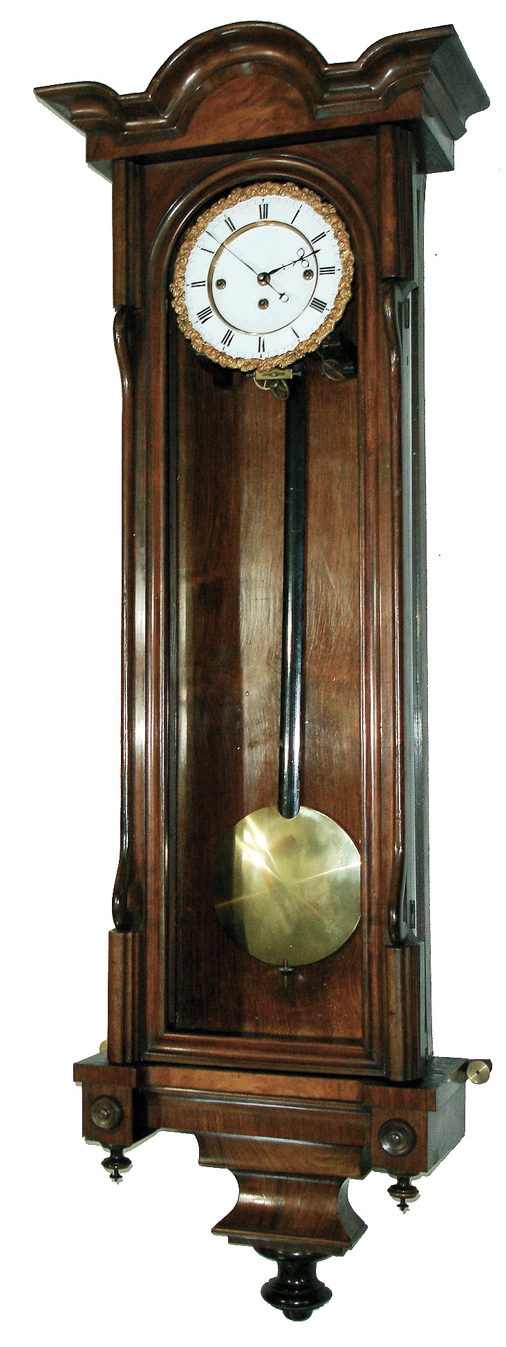 Clocks- 2 (Two) Austrian walnut, 8 days, 3 weight, earlier Vienna regulator wall clocks, c1860 — Antique Clocks Price Guide