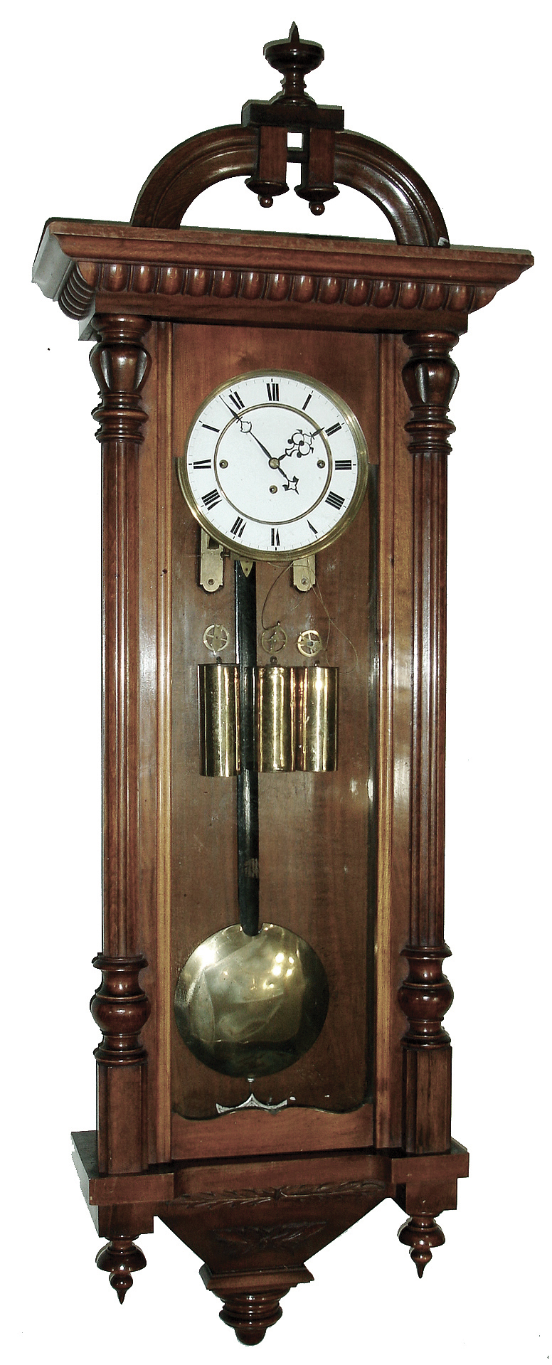 Clocks- 2 (Two) German, 8 days, walnut three weight Vienna regulator wall clocks, c1880 — Antique Clocks Price Guide