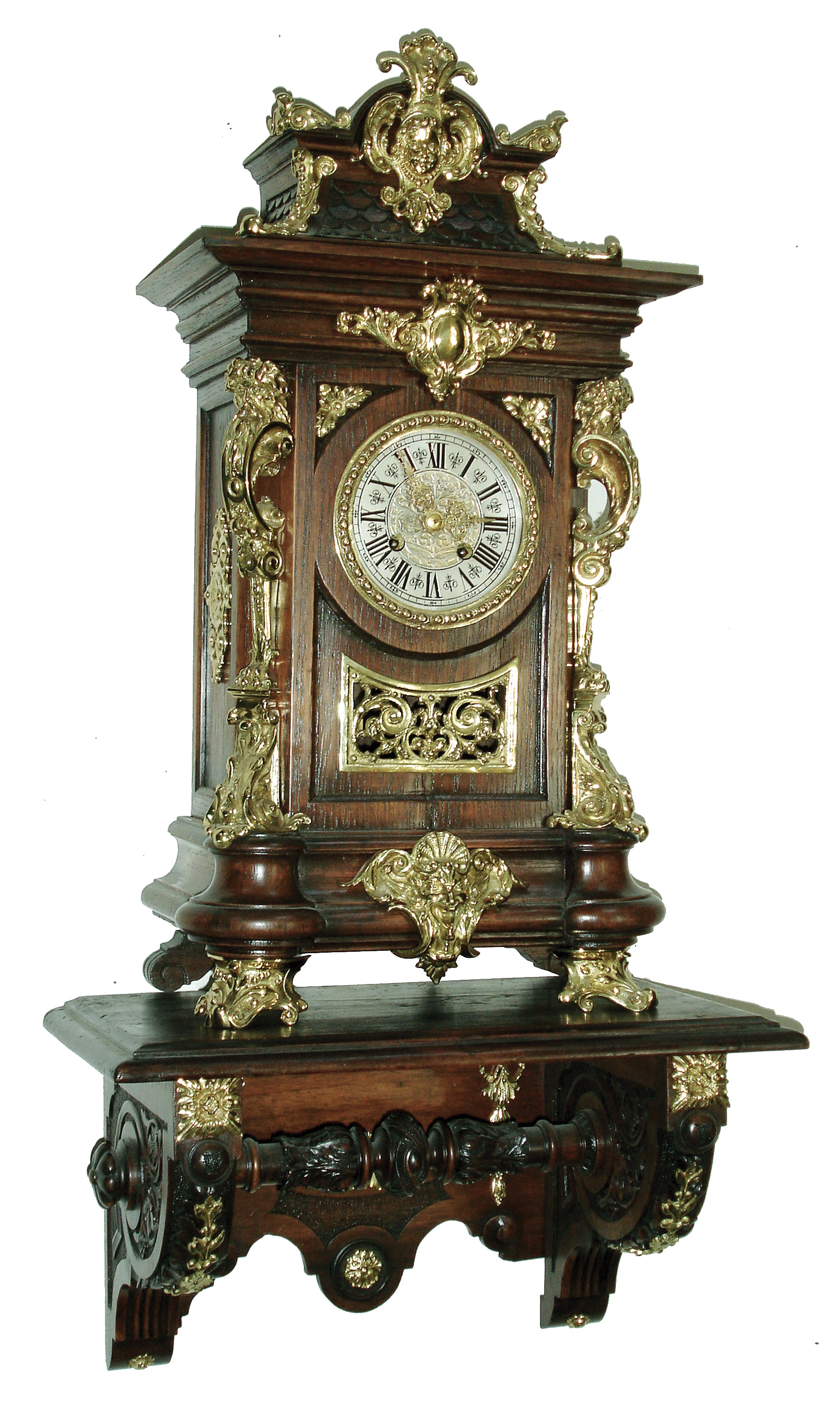 Lenzkirch, Germany, oak and cast brass, 8 days, time and strike, bracket clock with bracket shelf, serial number 547100, c1874 — Antique Clocks Price Guide