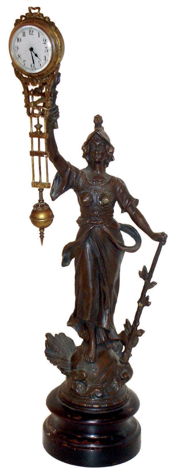 German bronzed spelter, 8 days, time only, swinger, unknown maker and model, c1925 — Antique Clocks Price Guide