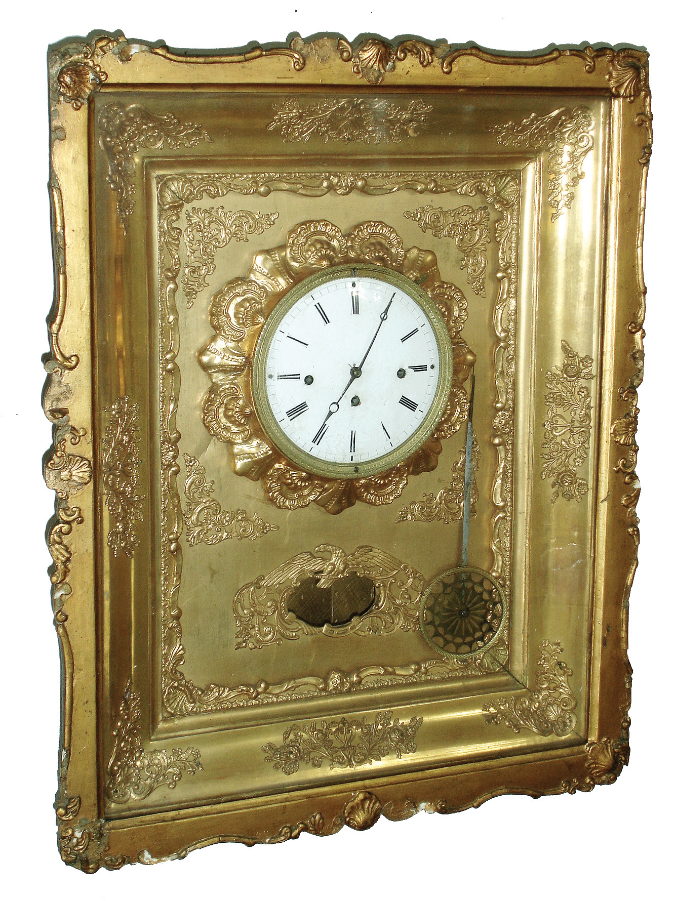 Austrian 2 day grand sonnerie gilt-wood picture frame hanging clock, gong base signed ÒM. Miller & SohnÓ, c1840 — Antique Clocks Price Guide