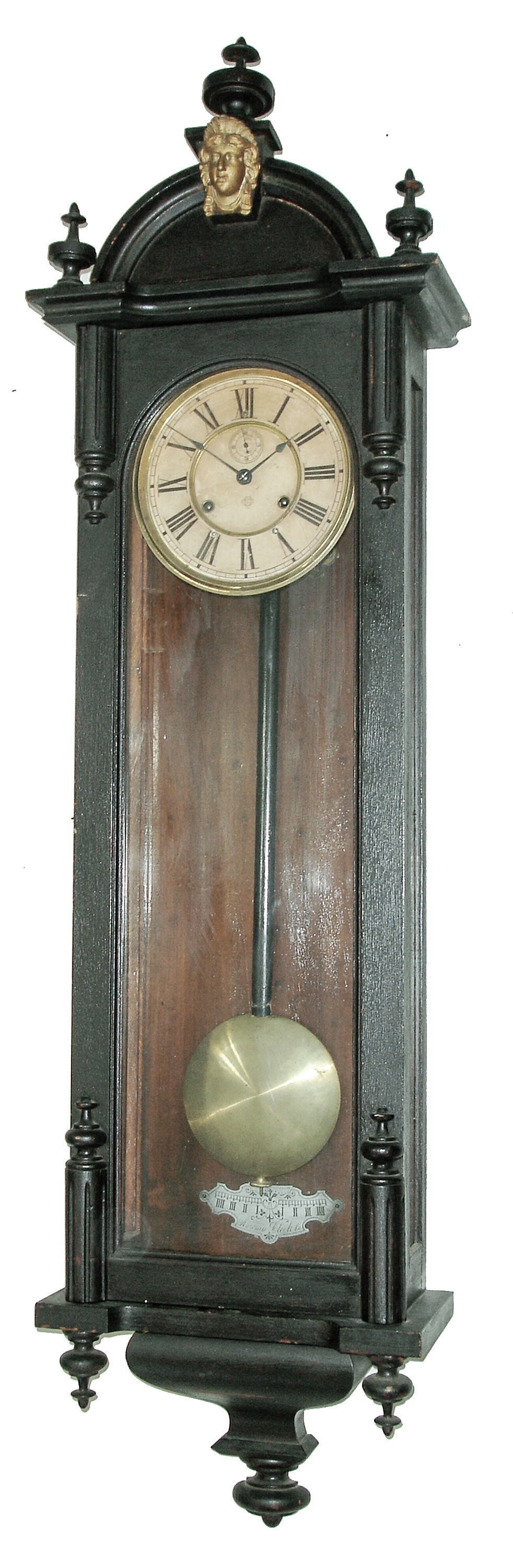 Ansonia Clock Co., New York, NY, ÓCapitolÒ dark oak, 8 days, time only, double spring wall clock, c1901 — Antique Clocks Price Guide