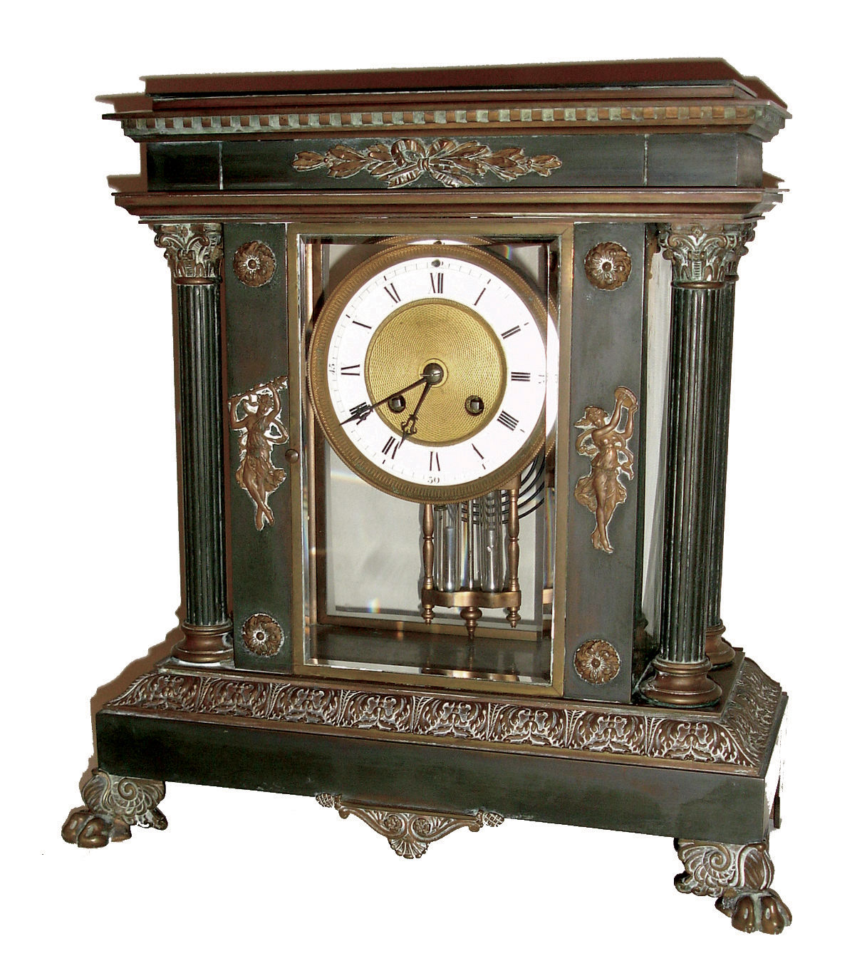 French, large & imposing Ò4-glassÓ crystal regulator, the case of bronze with gilt accents, as-found, c1900 — Antique Clocks Price Guide
