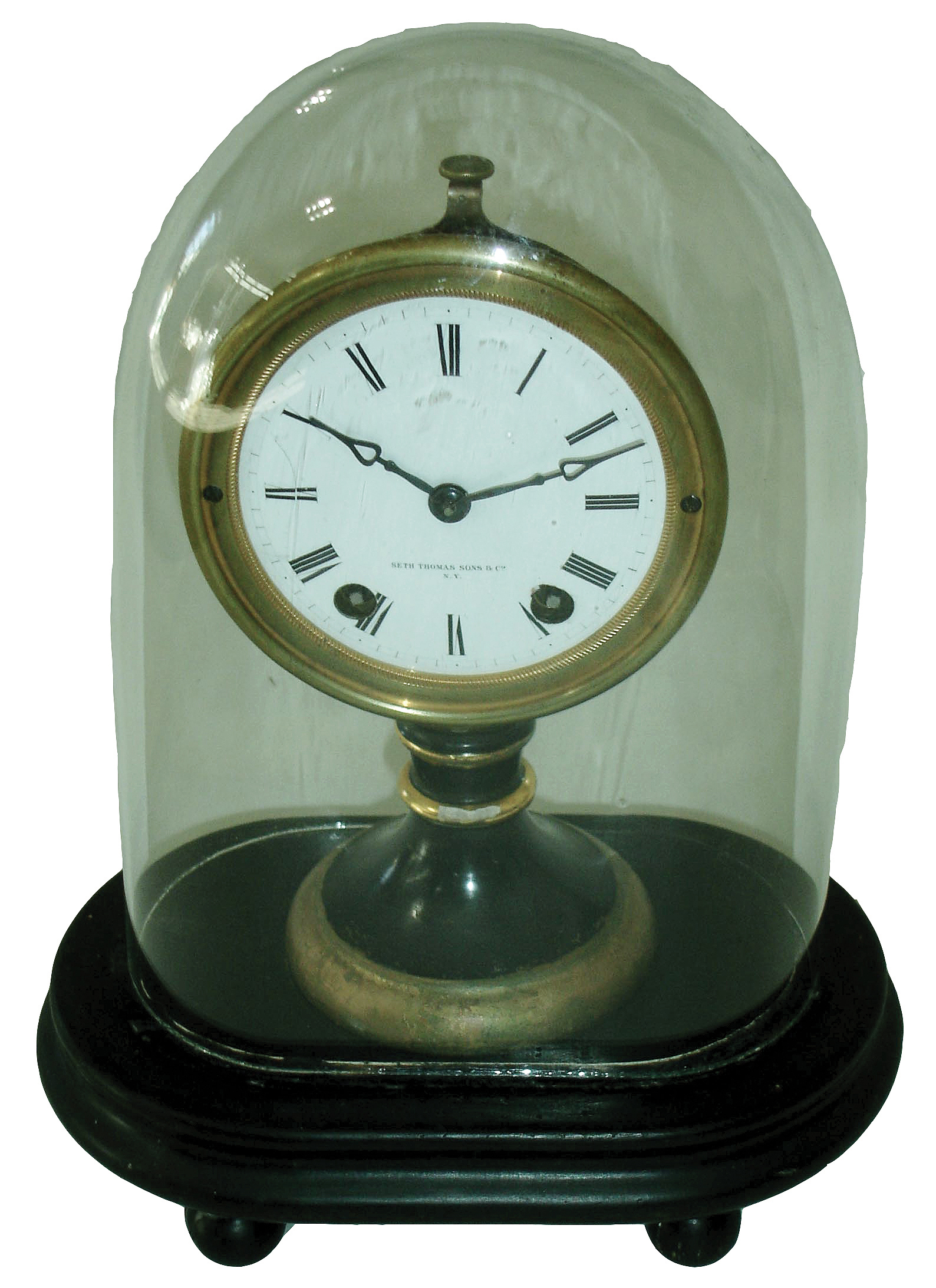 Seth Thomas Sons & Co., New York, NY, ÓNo. 5001Ò, 8 days, time and strike, oval base candle stand clock, c1872 — Antique Clocks Price Guide