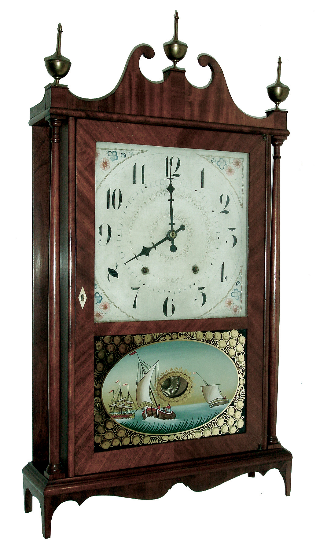 Seth Thomas, Plymouth, Conn., 30 hours, time and strike, weight wood movement pillar & scroll shelf clock, c1825 — Antique Clocks Price Guide