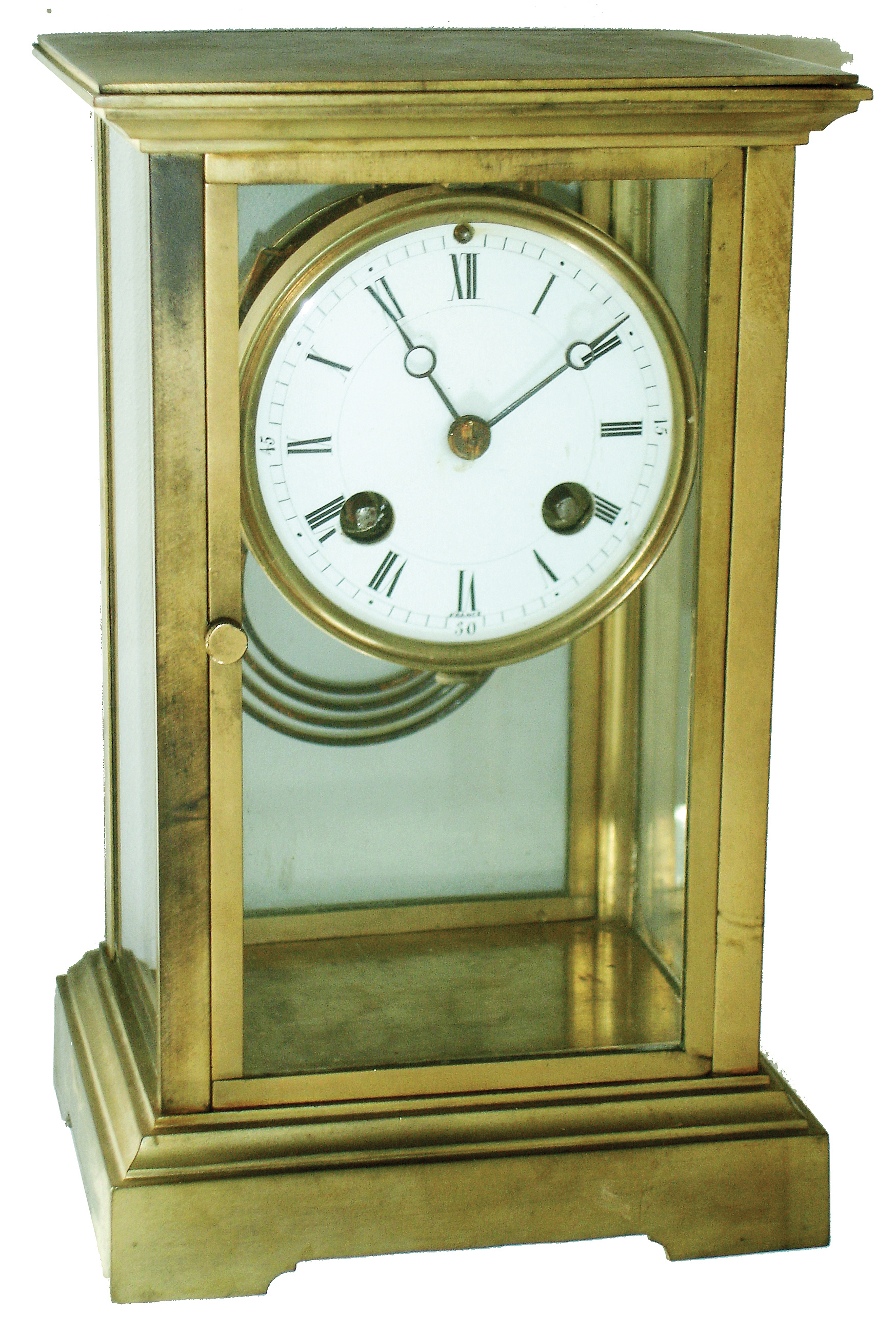 Clocks- 2 (Two) European shelf clocks: (1) French brass and beveled glass, 8 days, time and strike, crystal regulator mantel clock, Japy Freres Medaille dÕHonneur movement, c1900Õ (2) Gustav Becker, Freiburg, German, Medaille DÕOr disk pendulum 400 day clock with glass dome, c1900 — Antique Clocks Price Guide