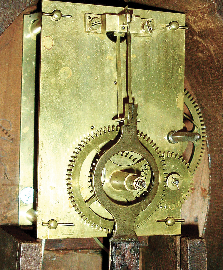 George Fitts, Bangor, Maine, 8 days, weight brass movement patent or banjo timepiece, c1850 — Antique Clocks Price Guide