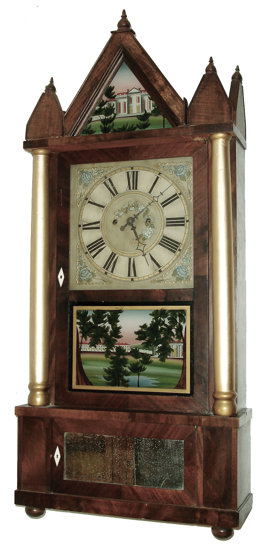 Spencer, Hotchkiss & Co., Salem Bridge, Conn., attributed, 8 days, time and strike, weight brass movement shelf clock, c1835 — Antique Clocks Price Guide