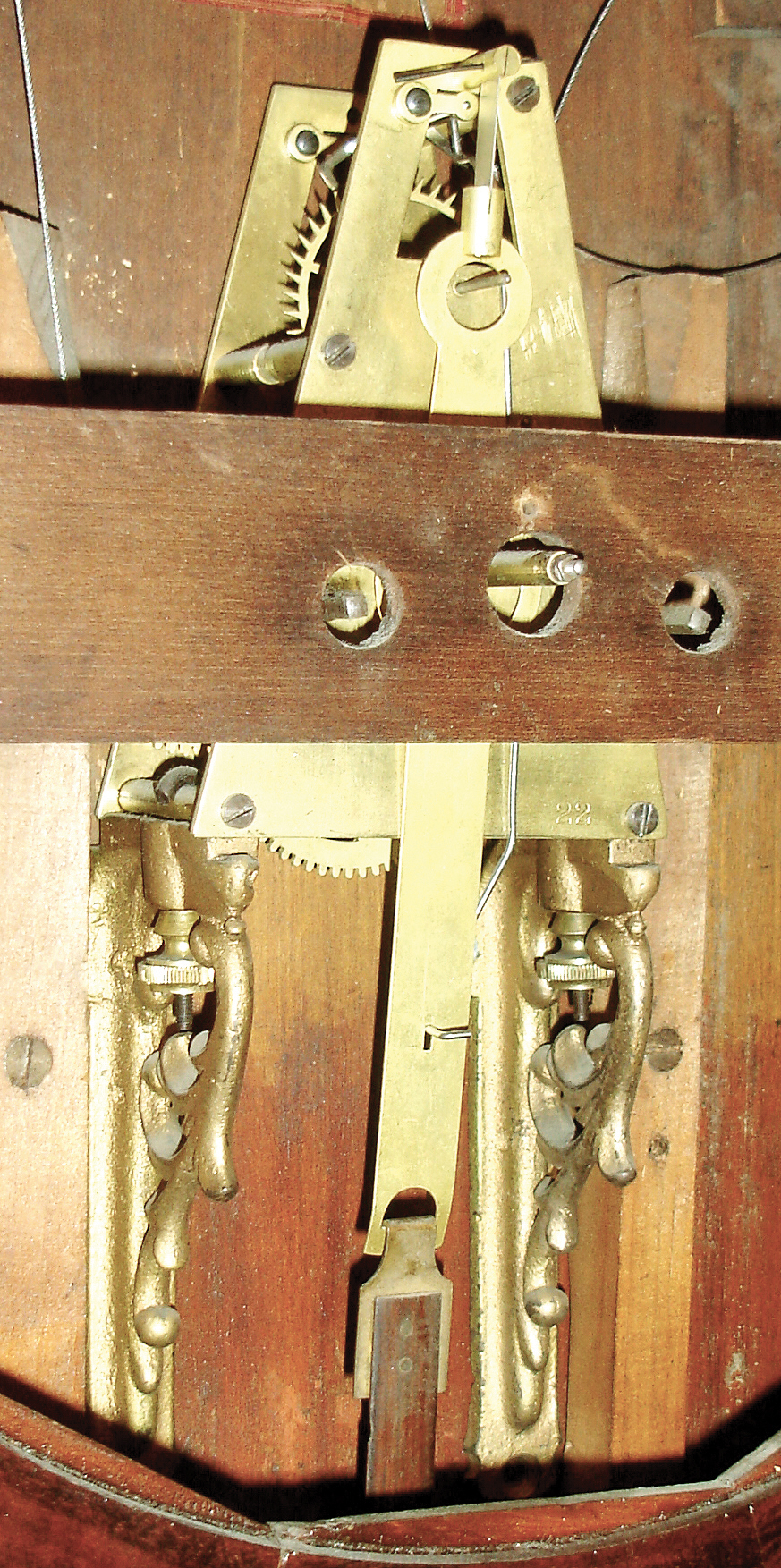 Waterbury Clock Co., Waterbury, Conn., ÒRegulator No. 2Ó, 8 days, double weight brass movement wall timepiece, c1897 — Antique Clocks Price Guide