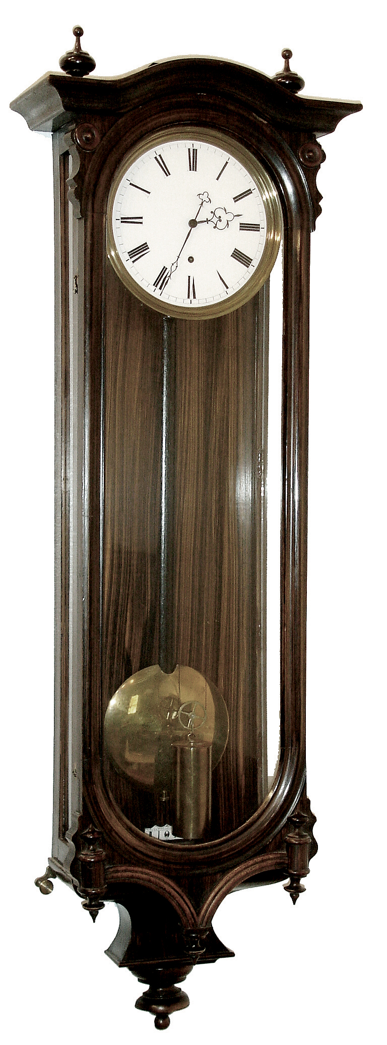 Vienna, Austria, single weight timepiece ÒVienna RegulatorÓ, unusual transitional grained case with oval glass in door. 8 days duration, c1860 — Antique Clocks Price Guide