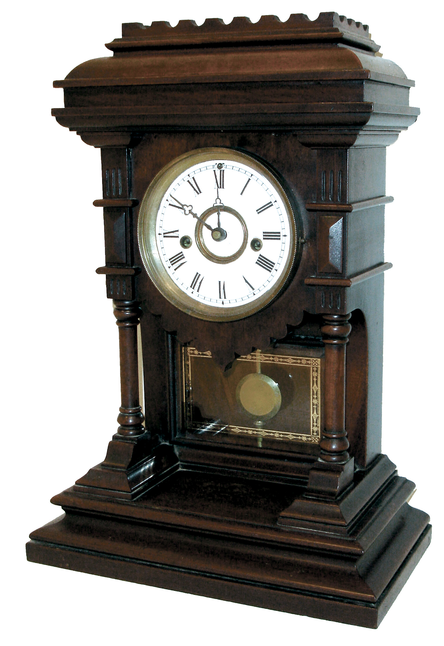 Welch, Spring & Co., Forestville, Conn., ÓKhediveÒ, 8 days, time and strike, spring brass Patti-style movement shelf clock, c1892 — Antique Clocks Price Guide