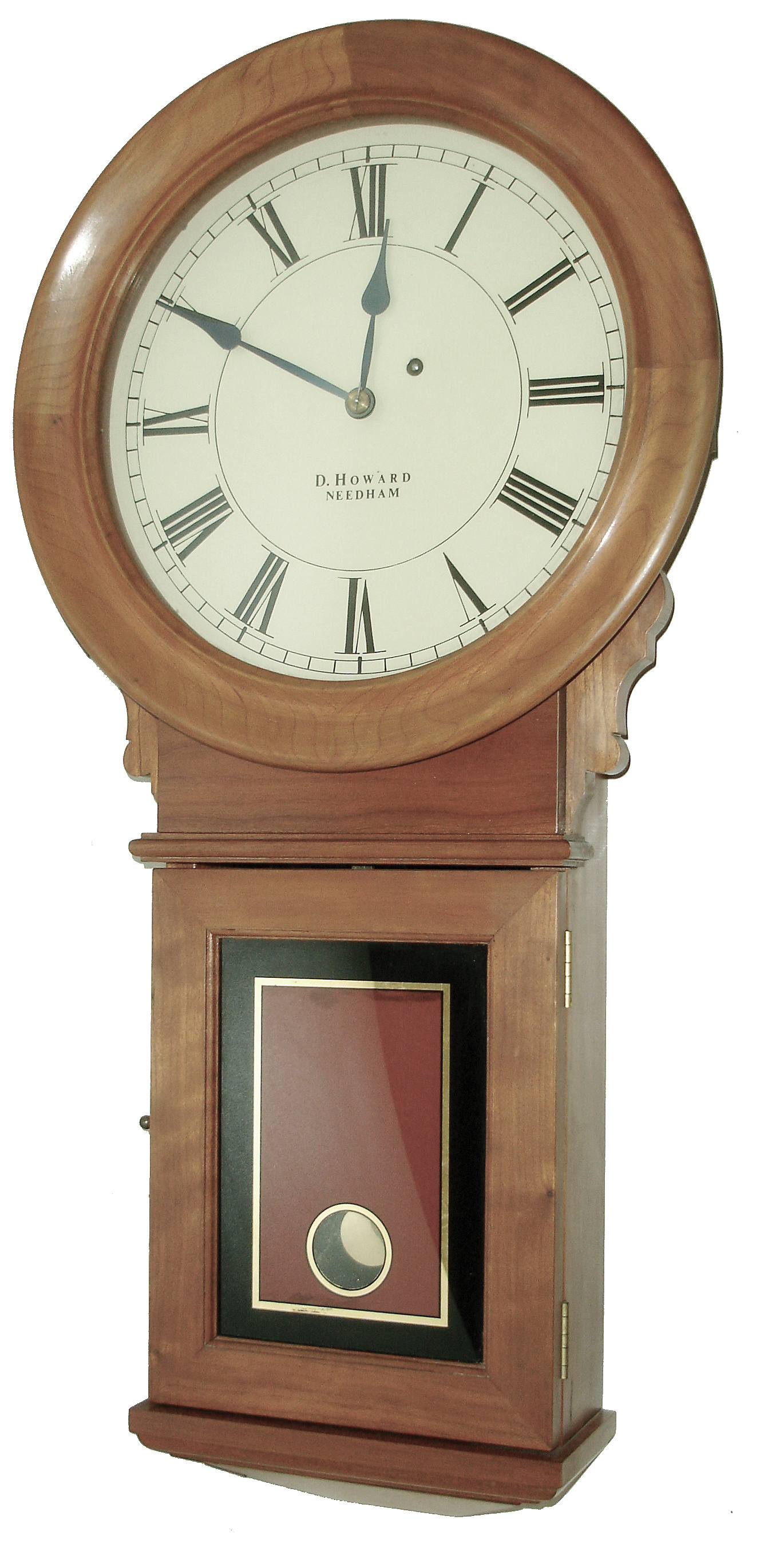 D. Howard, Needham, MA, ÒNo. 70Ó, 8 days, brass weight movement reproduction wall timepiece. The text on the back of the dial reads: ÒCase No. 29, Mvt No. 2329, 1/2/78, D.W. H.Ó The movement is probably by Kilbourn & Proctor on special order, dated 1978. — Antique Clocks Price Guide