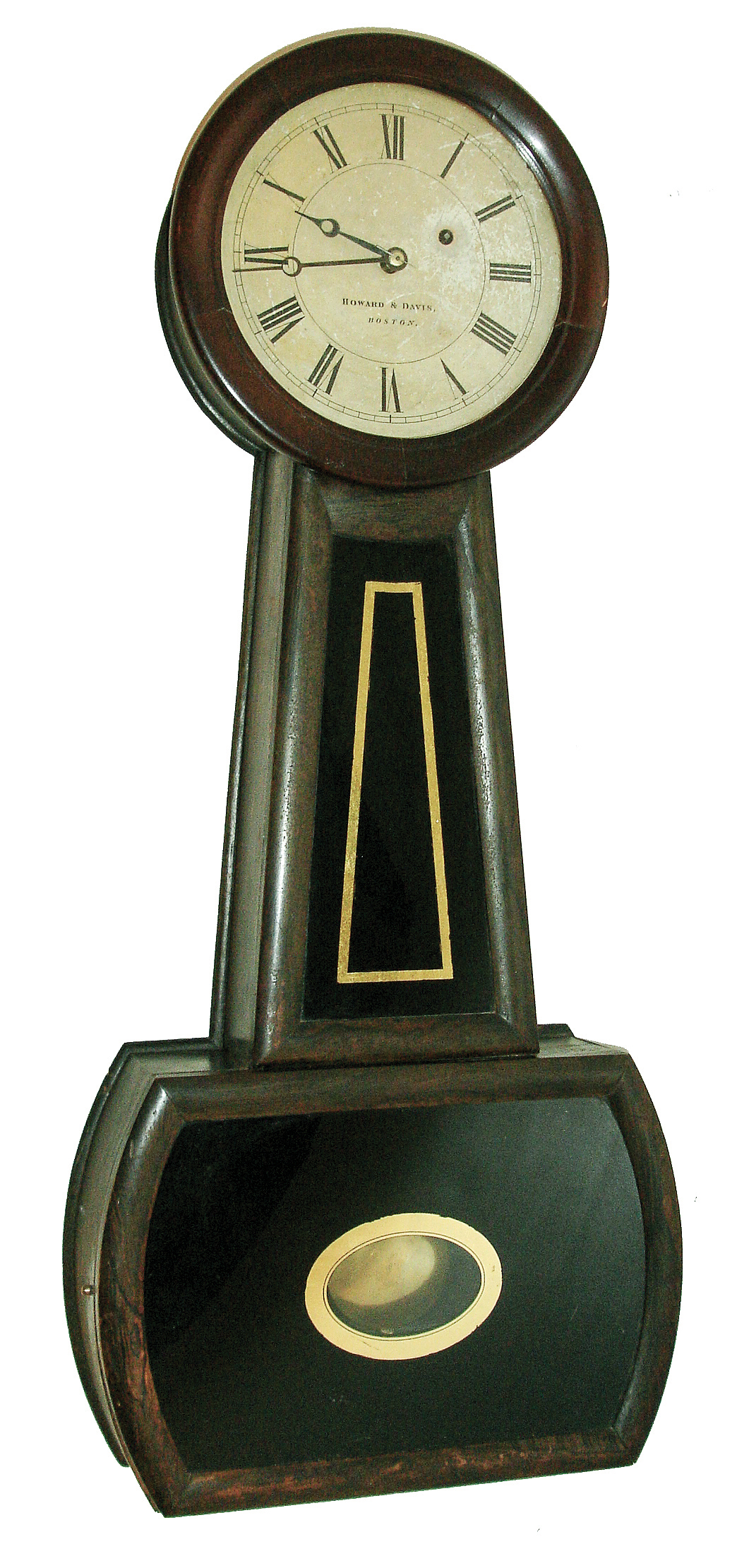 Howard & Davis, Boston, Mass., ÓNo. 4 BanjoÒ, 8 days, weight, brass movement banjo timepiece, c1850 — Antique Clocks Price Guide