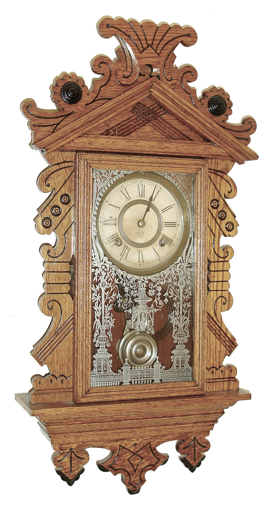 Ansonia Clock Co., Ansonia, Conn., ÕMantanzasÕ, 8 days, time and strike, spring brass movement hanging oak parlor clock, c1904 — Antique Clocks Price Guide