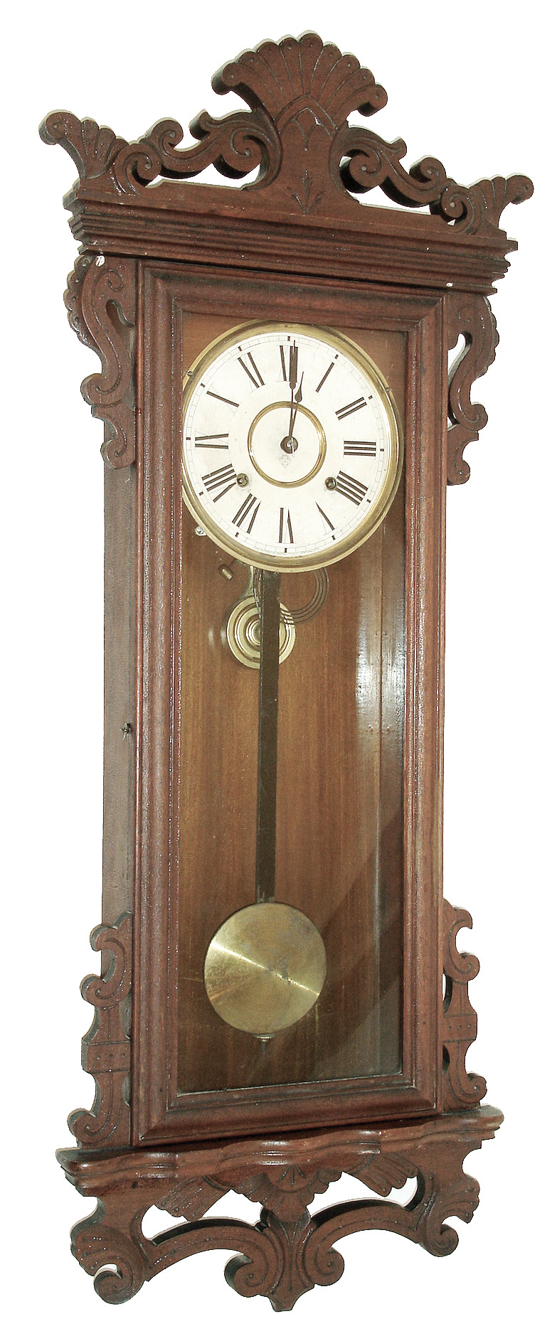 Ansonia Clock Co., Ansonia, Conn., ÒQueen MaryÓ, 8 days, time and strike, spring brass movement wall clock, c1901 — Antique Clocks Price Guide