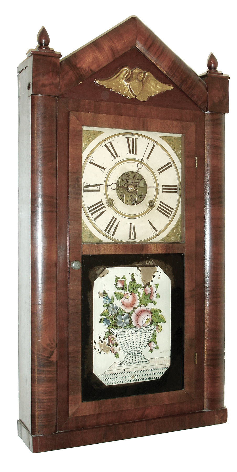Seth Thomas, Plymouth, Conn., 30 hours, time and strike, weight brass movement steeple top shelf clock, c1845 — Antique Clocks Price Guide