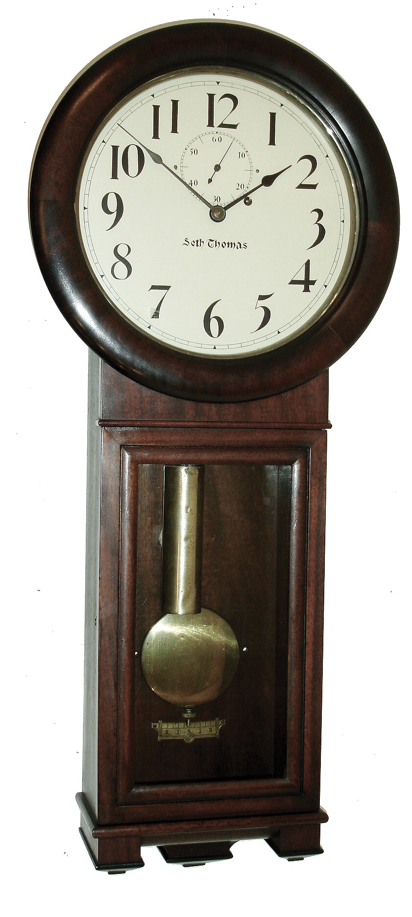 Seth Thomas Clock Co., Thomaston, Conn., ÓRegulator No. 2Ò mahogany, 8 days, weight driven, regulator timepiece, c1900 — Antique Clocks Price Guide