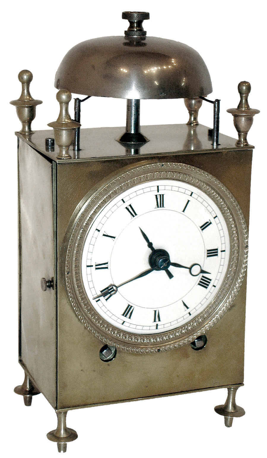 French capucine brass, 8 days, time, alarm and repeating strike carriage clock, cylinder escapement, c1810 — Antique Clocks Price Guide