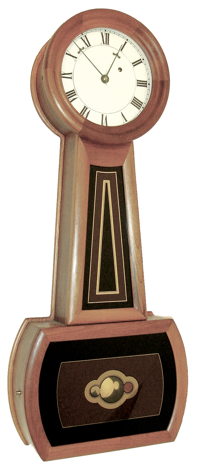 E. Howard & Co. Reproduction ÓNo. 5 RegulatorÒ in cherry with a Kilbourn & Proctor 8 days, brass weight banjo type movement, c1978 — Antique Clocks Price Guide