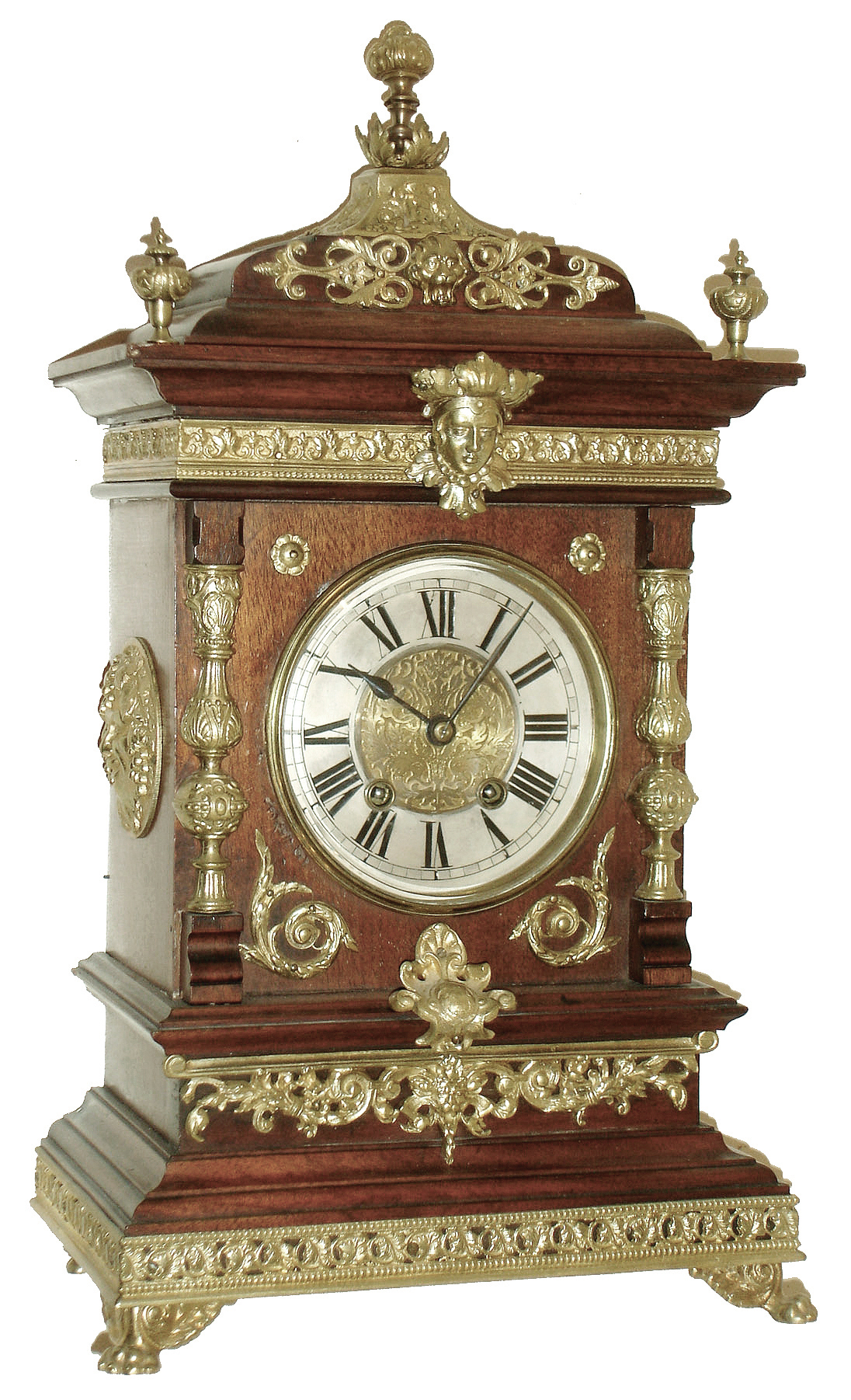 Lenzkirch, Germany, mahogany and brass, 8 days, time and strike, mantel clock, 559966, 1875 — Antique Clocks Price Guide