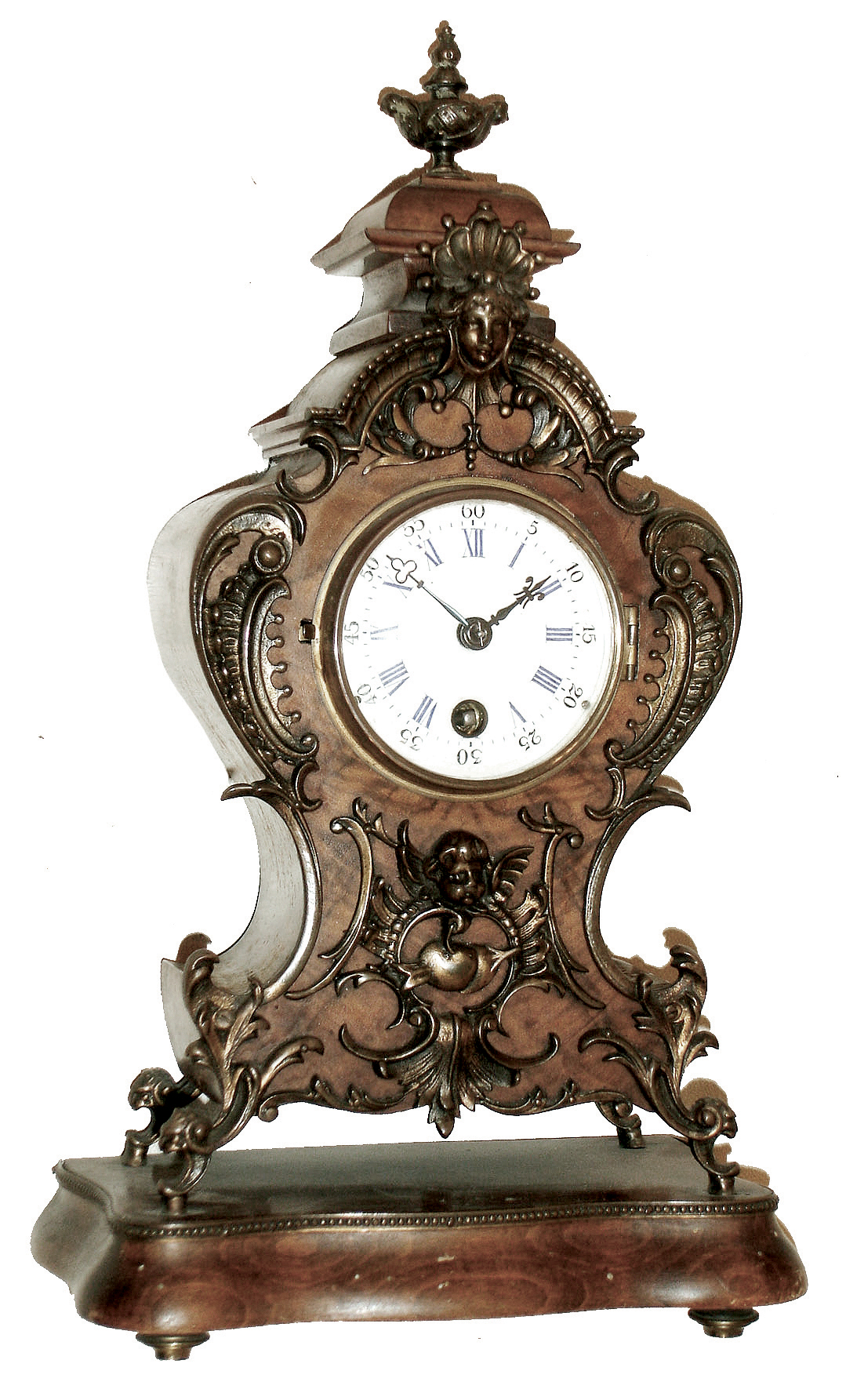 Lenzkirch, Germany, walnut and cast brass, 8 days, time only, mantel clock attached to a shaped wood base, Ó1 million 322270Ò, 1902 — Antique Clocks Price Guide