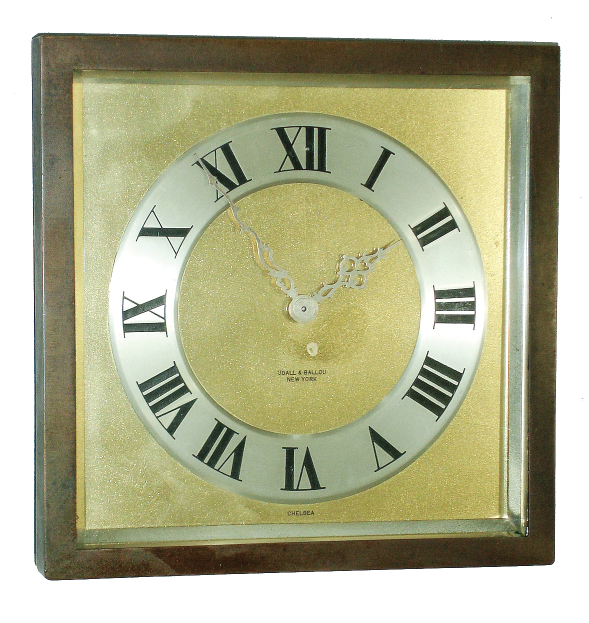 Chelsea Clock Co., Boston, for Udall & Ballou, New York, NY, ÓRaleighÒ bronze, 8 days, time only, easel-style desk clock No. 1695554, 1925 — Antique Clocks Price Guide
