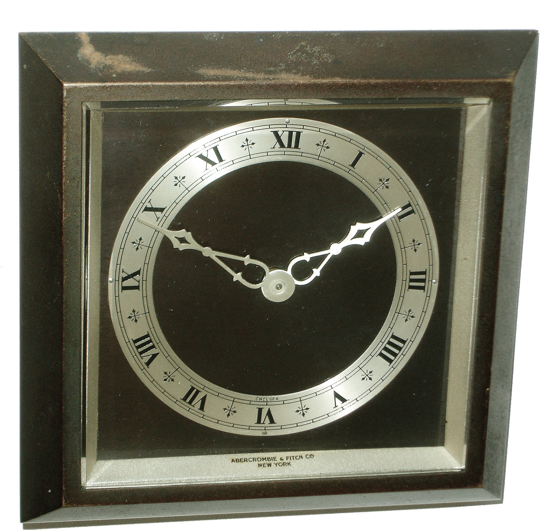 Chelsea Clock Co., Boston, for Abercrombie & Fitch ÓDrakeÒ bronzed, 8 days, time only, desk clock, No. 564647, c1951 — Antique Clocks Price Guide