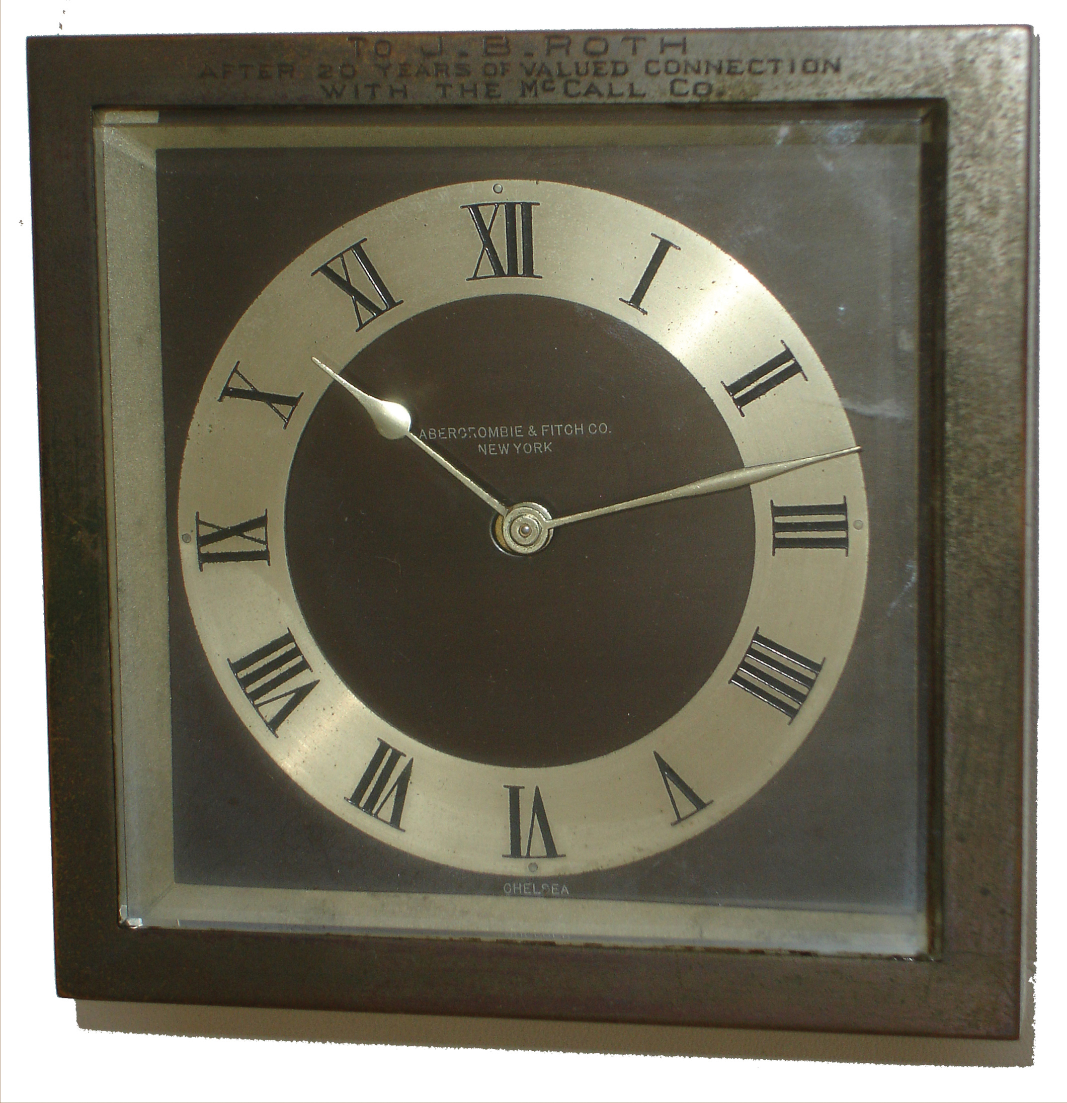 Chelsea Clock Co., Boston, for Abercrombie & Fitch, New York, NY, ÒDrakeÓ bronzed, 8 days, easel-style, time only, desk clock, No. 185069, 1928 — Antique Clocks Price Guide