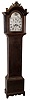 A. Munger, tall case clock, 8 days, time and strike, weight driven movement in a Roxbury style grain painted cherry case with chestnut backboard and a painted iron dial, c1820