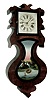 Forestville Mfg. Co., Bristol, Conn.. ÒWall AcornÓ, wall clock, 8 days, time only, spring driven movement in a mahogany veneer case with a painted zinc dial and reverse painted lower tablet, c1845