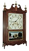Silas Hoadly, Plymouth, Conn., 30 hours, time and strike, weight wood movement Pillar and Scroll shelf clock. Some of HoadleyÕs early clocks are found with this misspelled label, c1826