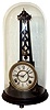 F. Kroeber & Co., New York, N.Y., ÒNoiseless Rotary No. 1Ó derrick form shelf clock, 8 days, time and strike, spring driven movement with rotary pendulum in an ebonized wooden case with gold highlights and dome with a papered metal dial, c1882