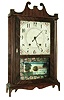 E. Terry & Sons, Plymouth, Conn., Pillar & Scroll, 30 hours, time and strike, weight driven movement, mahogany veneer case shelf clock, c1825;.