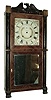 Henry Terry, Plymouth, Conn., 8 days, time and strike, mahogany plate weight-driven wood movement column and carved splat shelf clock, c1830