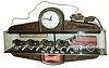 Budweiser plastic plug-in electric hanging advertising clock with ÒWorld Champion Clydesdale TeamÓ horse, dog, and carriage figures, mid 20th century