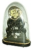 American 30-day, time only, ÒskeletonÓ clock, movement by Atkins, Whiting & Co., with Joseph IveÕs wagon spring power plant and mounted to wooden base, under dome, c1853