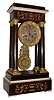 French, Pons, 8 days, time and strike, spring brass movement 4-column Empire portico mantel clock, c1900