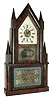 Birge & Fuller, Bristol, Conn., 8 days, time and strike, detached fusee brass movement steeple on frame or double steeple shelf clock, c1845