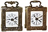 Clocks- 2 (Two) Lenkirch German small brass 30-hour carriage-style alarm clocks, c1890