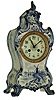 French porcelain, 8 days, time and strike, Delft-style mantel clock, S. Marti movement, c1890