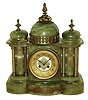 French, for Wier and Sons, Dublin, (Ireland) green onyx and cast brass architectural, 8 days, time and strike, mantel clock, Marti Medaille DÕOr movement, 1905 presentation