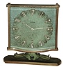 LeCoultre Swiss, 8 days, time only, verdigris metal desk clock, c1973